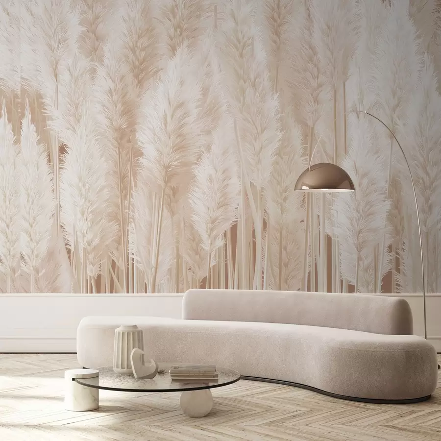 Fototapet Pampasgräs i beige toner w09126