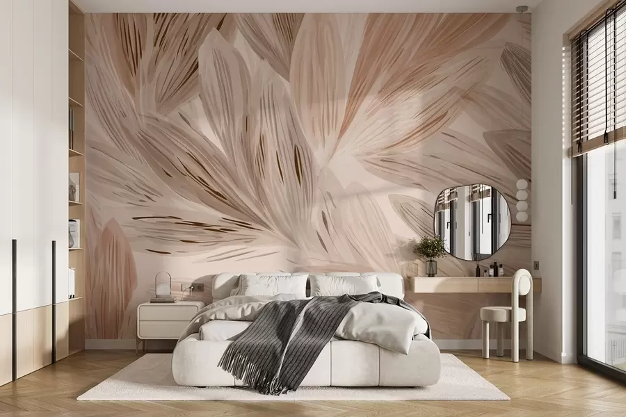 Fototapet Beige växter, ljus abstraktion i akvarellstil w09127