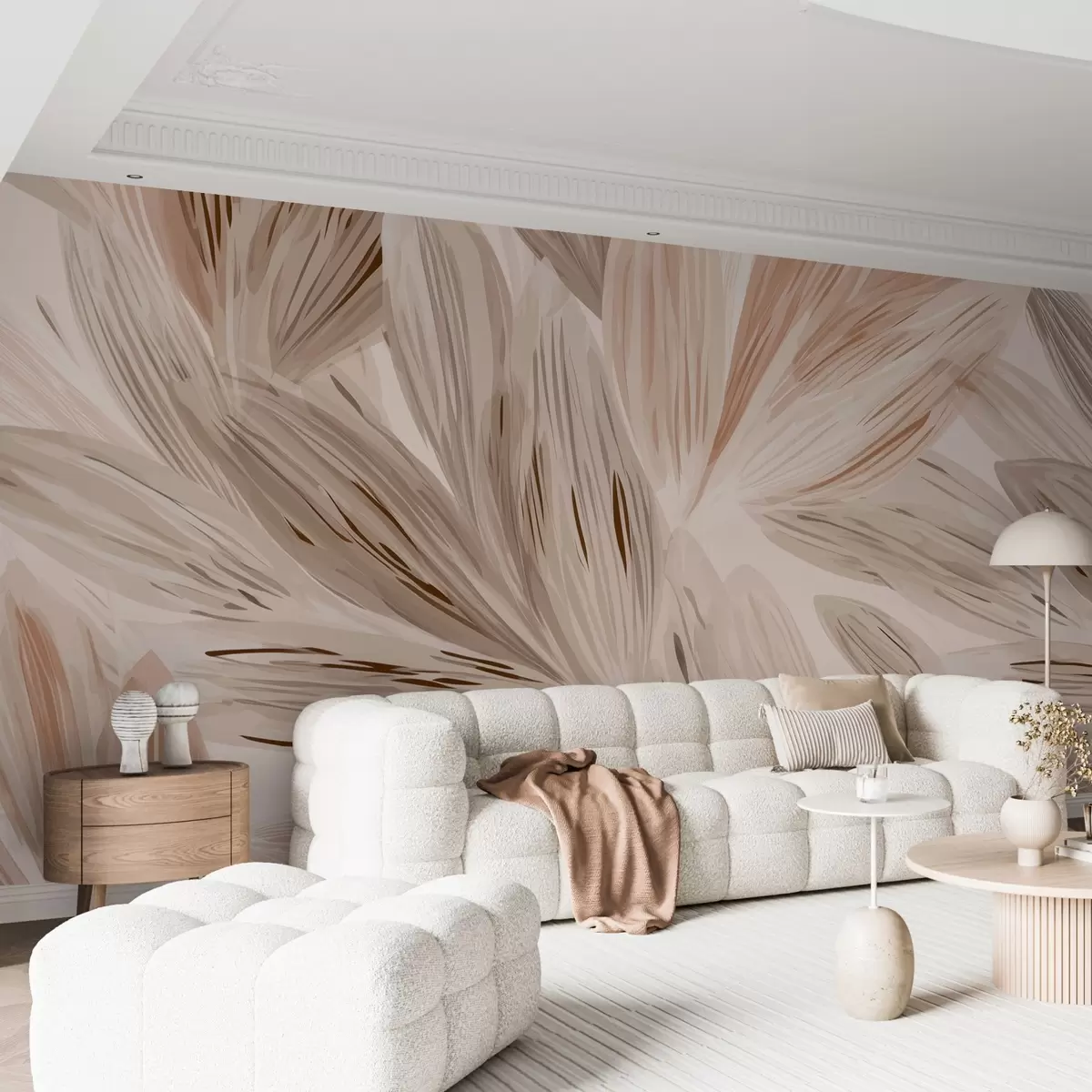 Fototapet Beige växter, ljus abstraktion i akvarellstil w09127