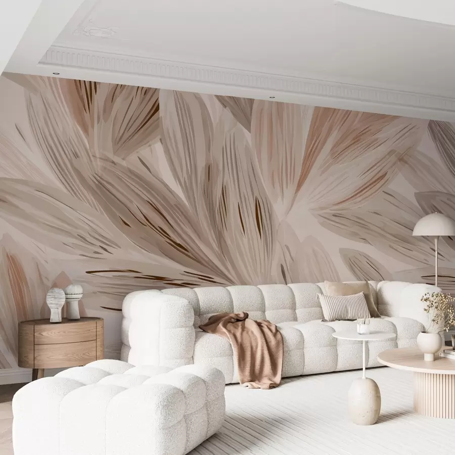 Fototapet Beige växter, ljus abstraktion i akvarellstil w09127