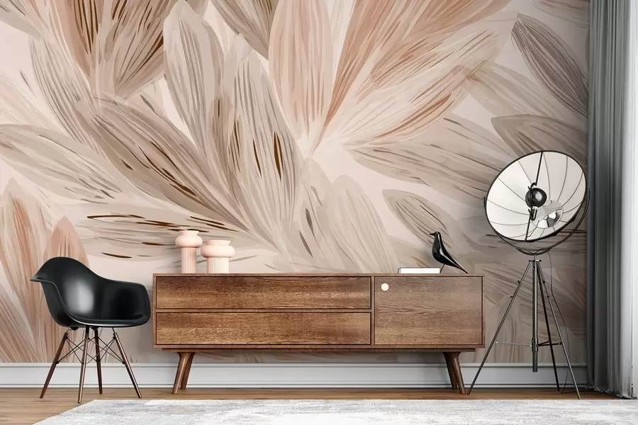 Fototapet Beige växter, ljus abstraktion i akvarellstil w09127