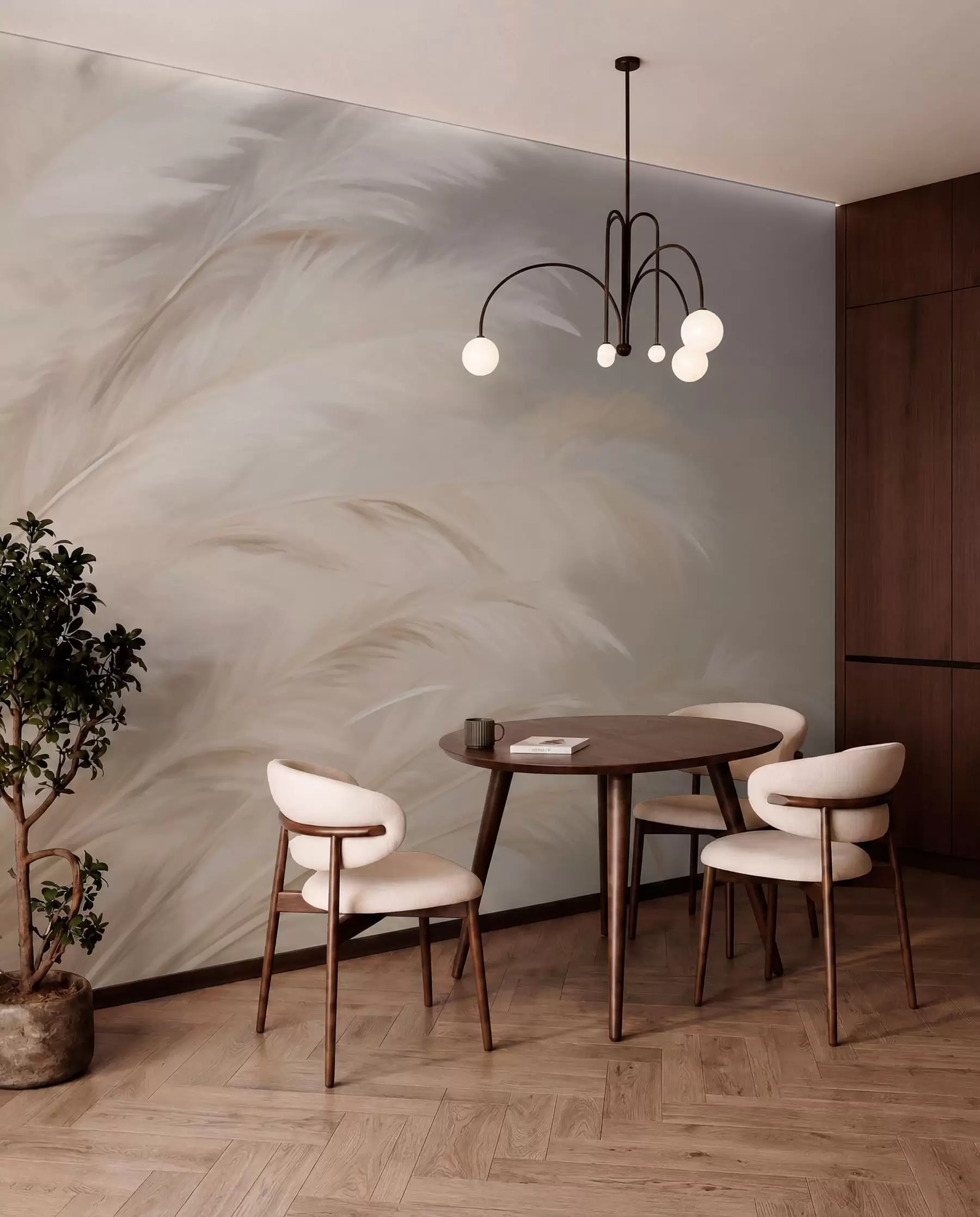 Fototapet Mjukt fluffigt gräs i beige och grått w03992