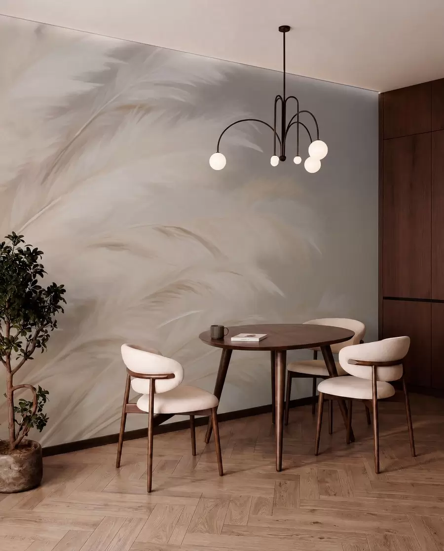 Fototapet Mjukt fluffigt gräs i beige och grått w03992