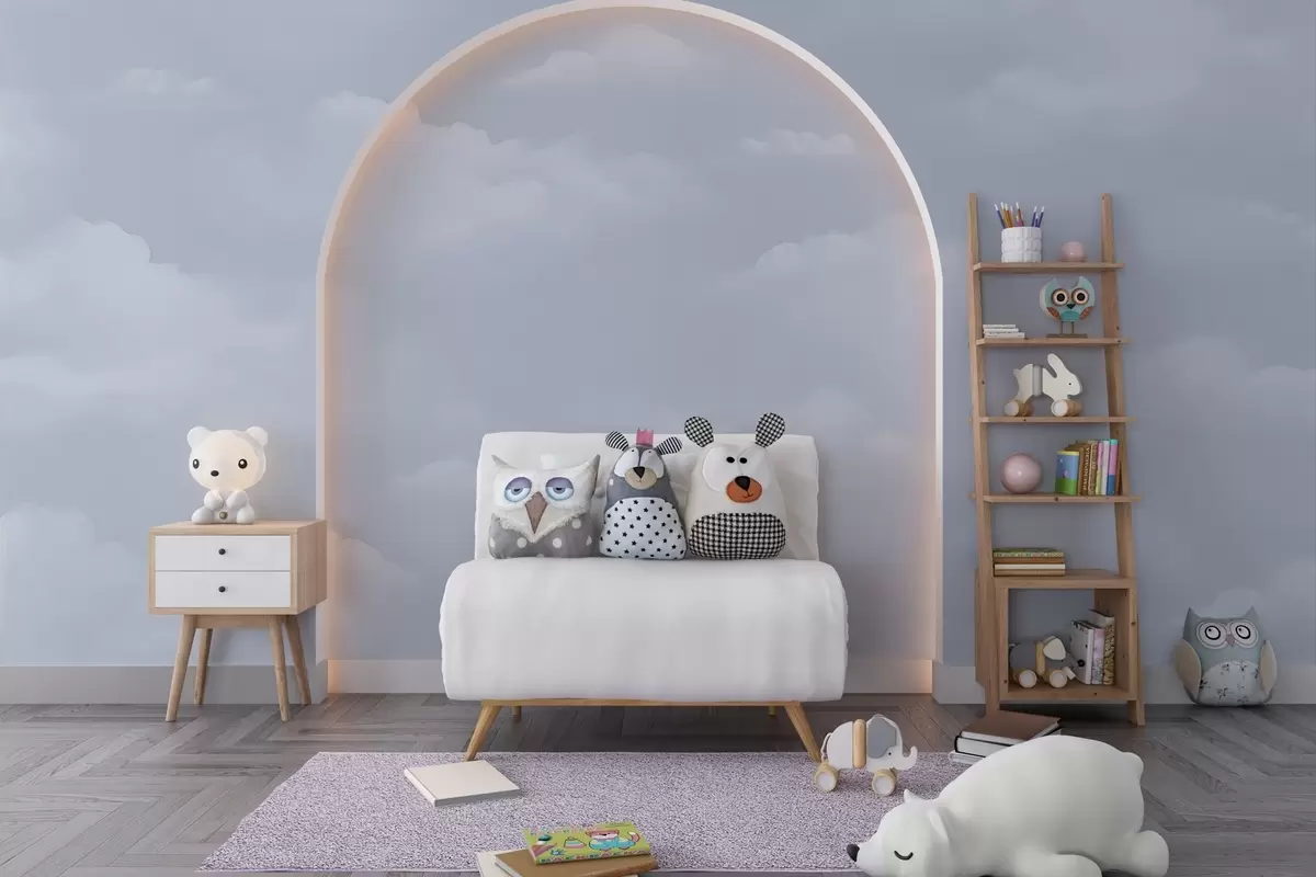 Fototapet Blå moln i ljus akvarellteknik w03994v1