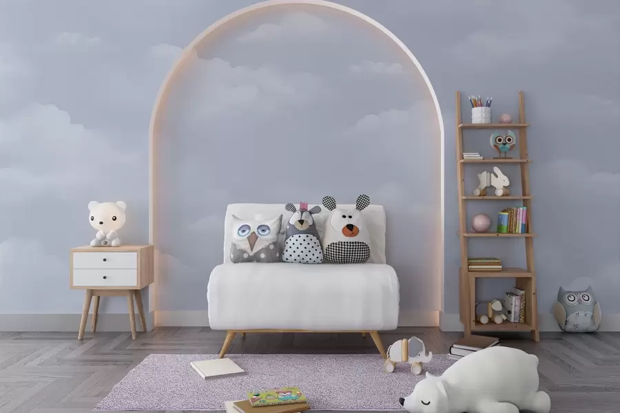 Fototapet Blå moln i ljus akvarellteknik w03994v1