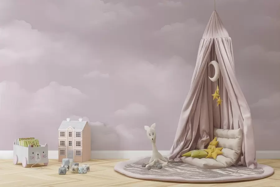 Fototapet Rosa moln i fina pastellfärger w03994v2