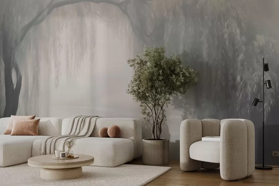 Fototapet Mystisk pilbank i morgondimman w03995