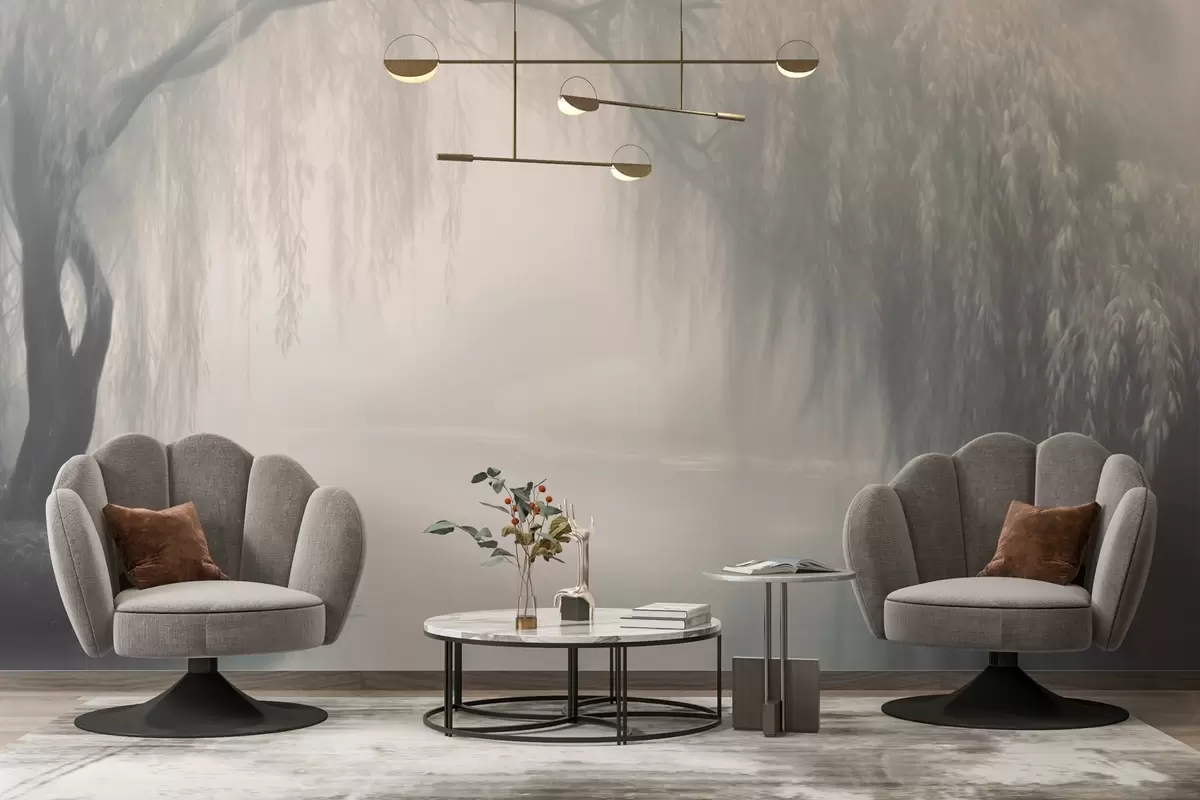 Fototapet Mystisk pilbank i morgondimman w03995