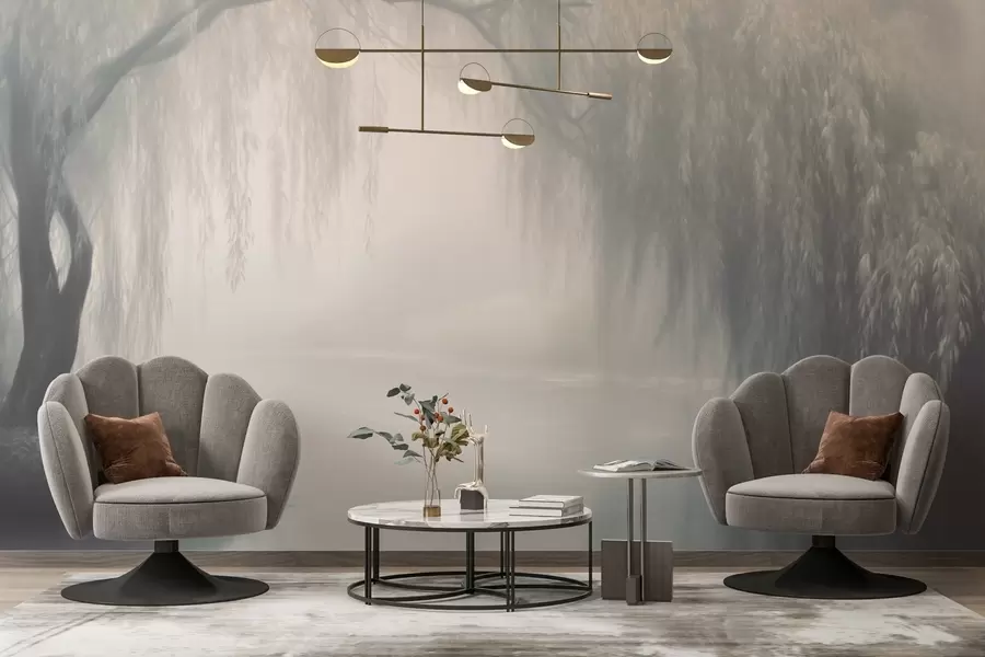 Fototapet Mystisk pilbank i morgondimman w03995