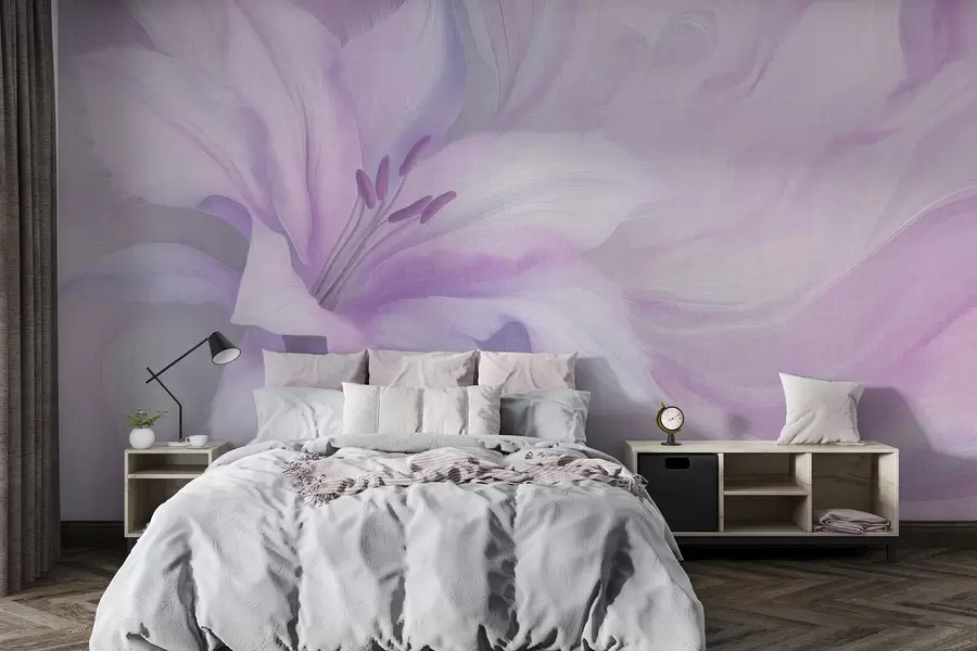 Fototapet Liljeblomma flytande abstraktion, blommig, lila färger w04006v1