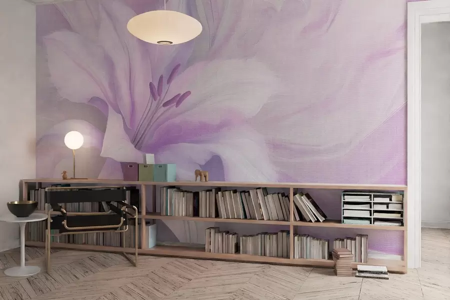 Fototapet Liljeblomma flytande abstraktion, blommig, lila färger w04006v1