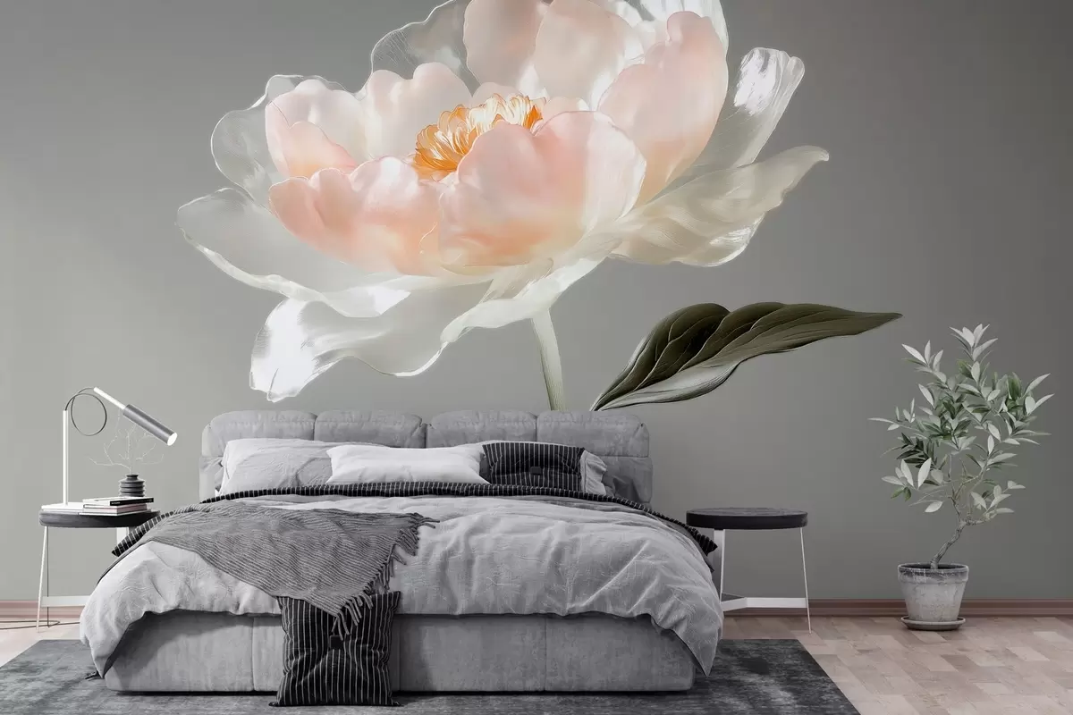 Fototapet stor blomma i glasstil w04030