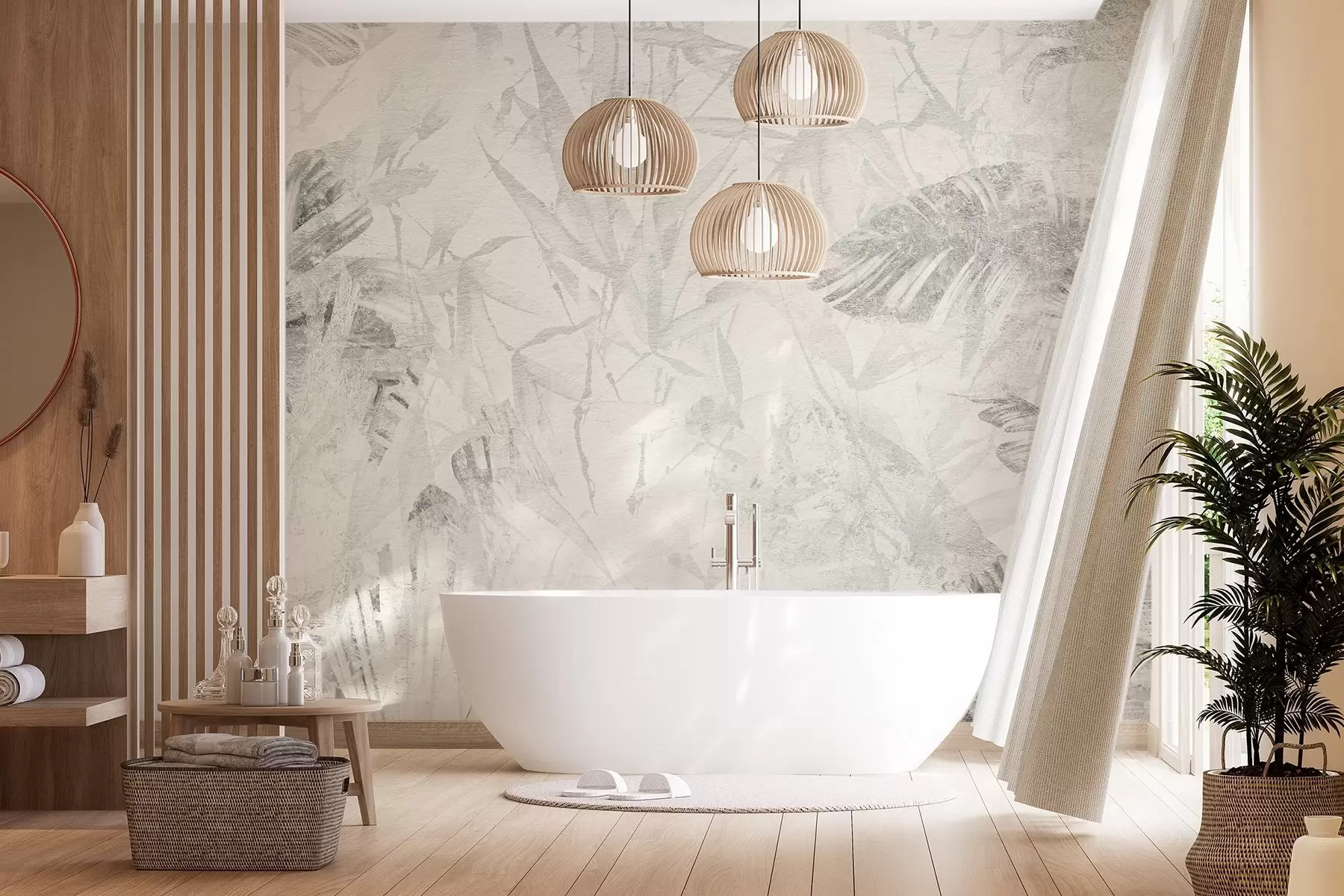 Fototapet Blommig abstraktion i grungestil med imitation av nötning w03926