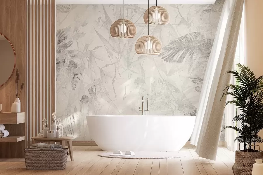 Fototapet Blommig abstraktion i grungestil med imitation av nötning w03926