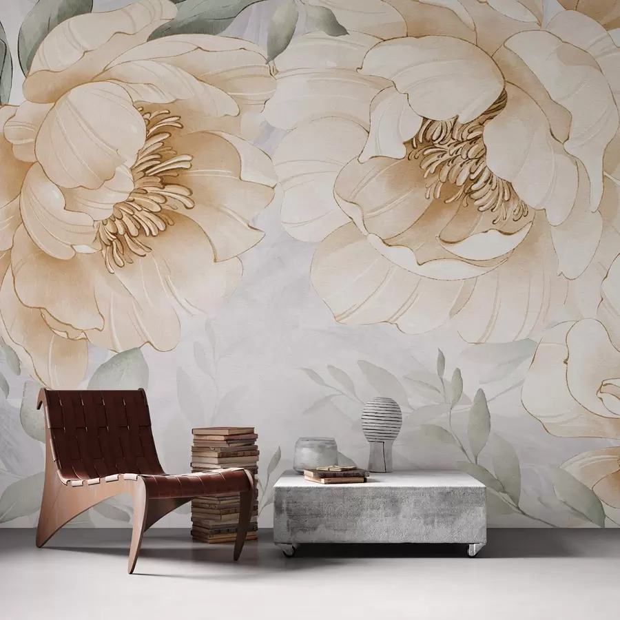 Fototapet Gula pioner imitation akvarell w03932v1