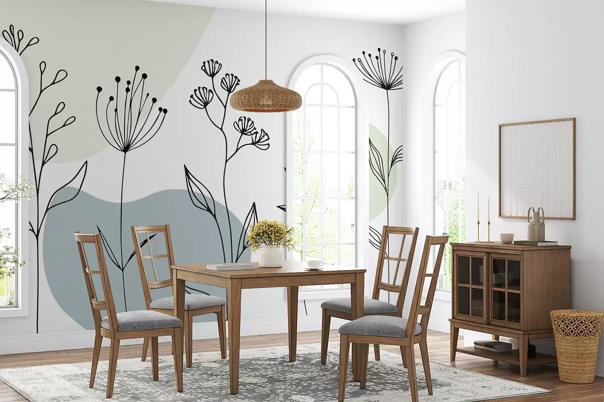 Fototapet Boho blommig kontur w04080v1