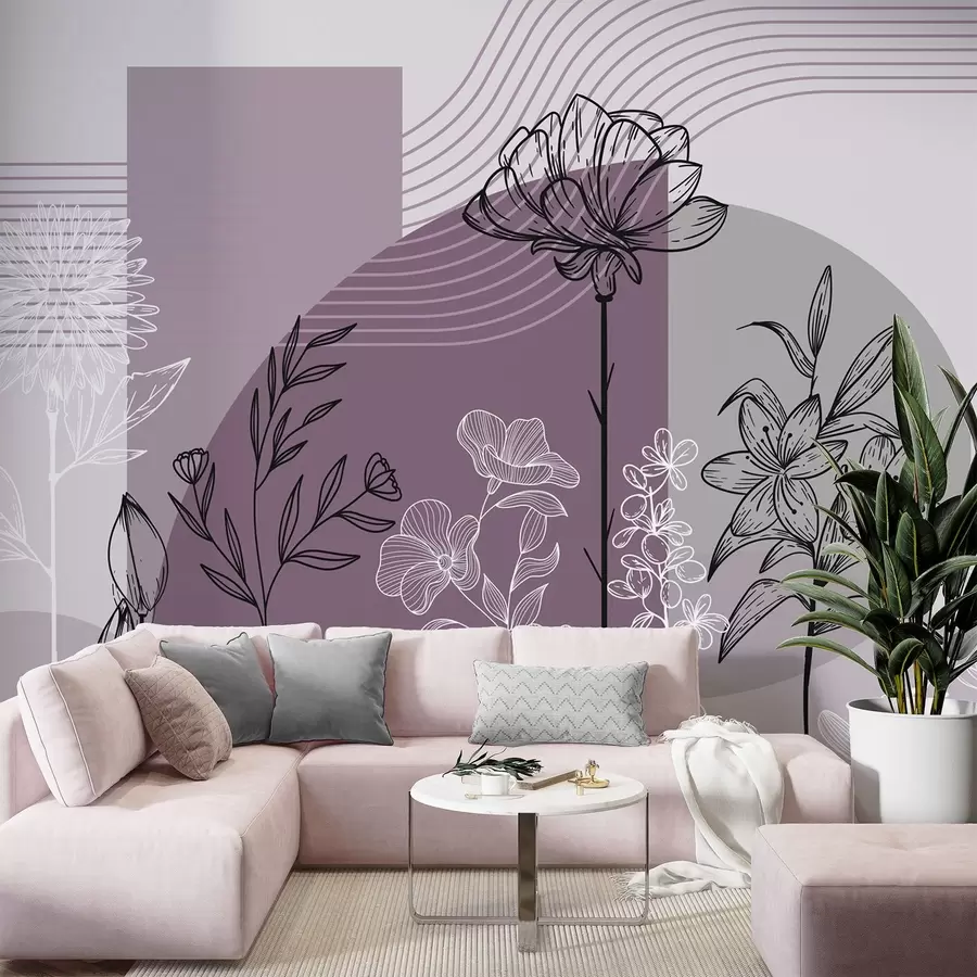 Fototapet Boho blommig kontur w04081v2