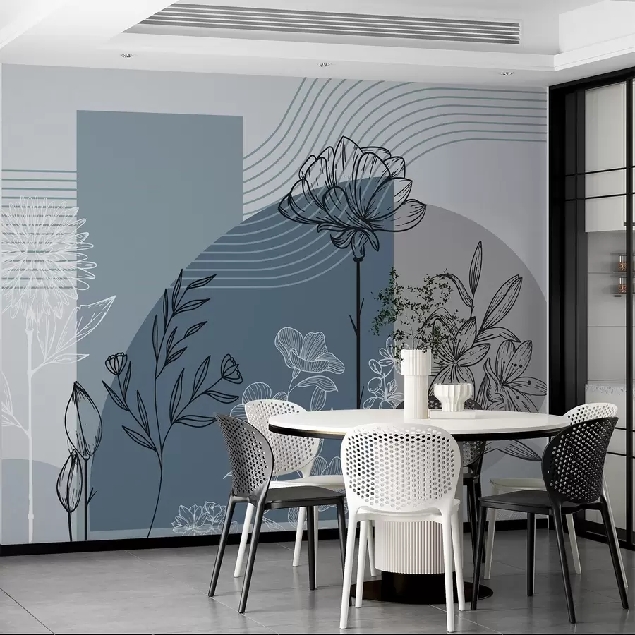 Fototapet Boho blommig kontur w04081v1