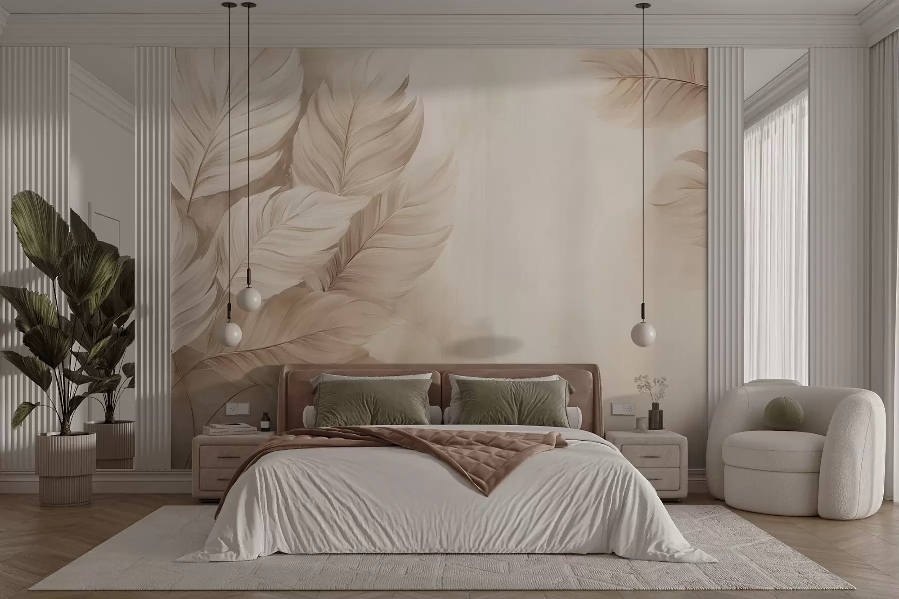 Fototapet Pastellfärgade blad w09175v2