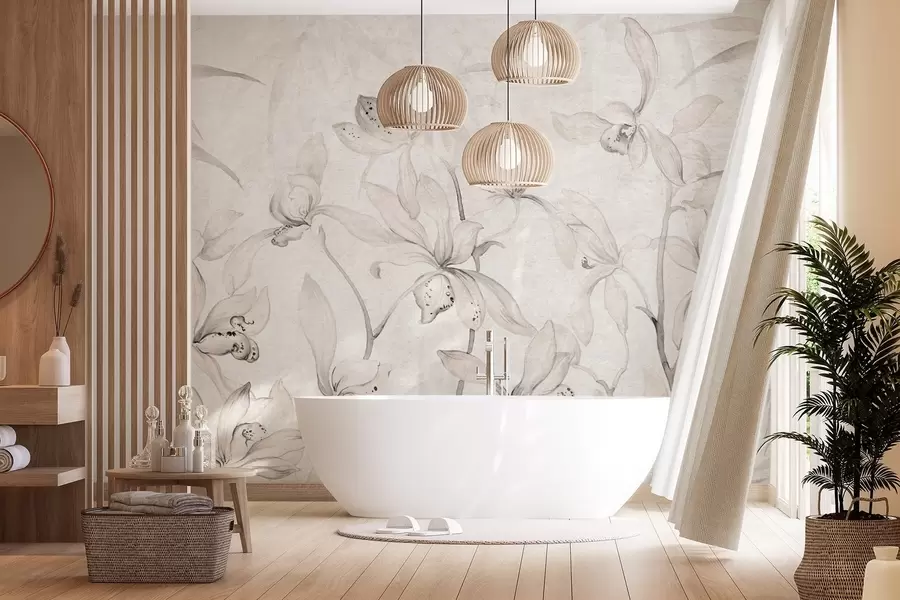 Fototapet Vilda orkidéer, nyanser av beige w03933v1