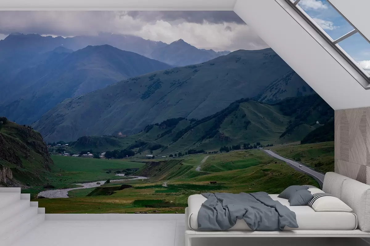 Fototapet Georgien landskap, berg, road trip, realism w04097