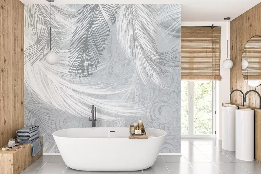 Fototapet Delikata fjädrar blå nyanser w04102v1