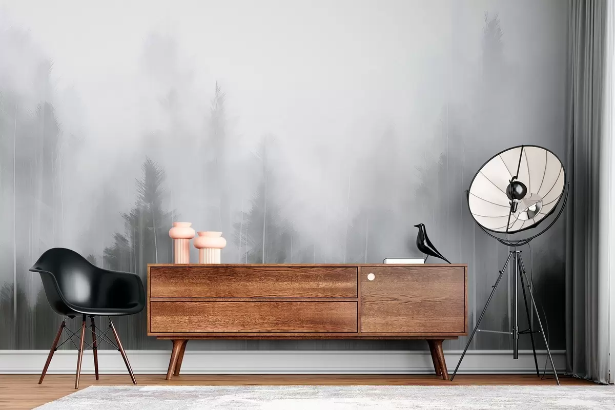 Fototapet Imitation av barrskogsmålning w04104