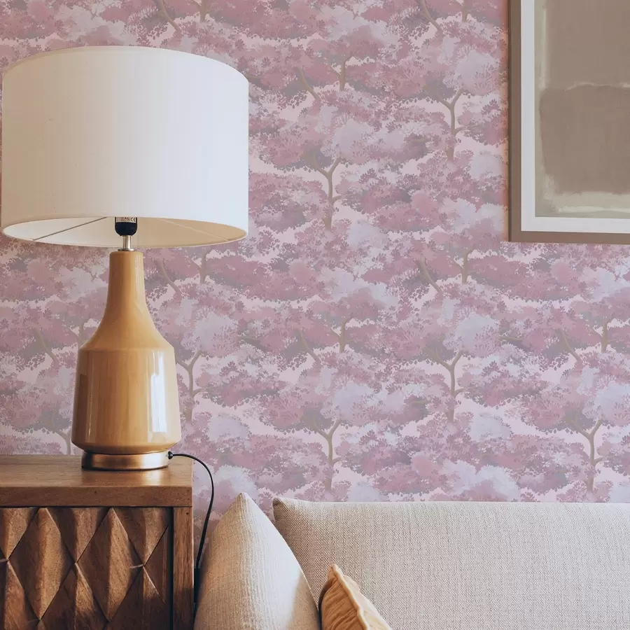 Fototapet Djupblått landskap med träd i nattliga toner a00170v4