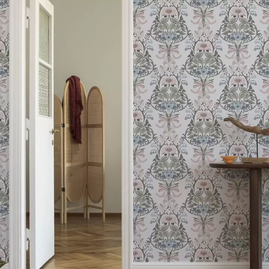 Fototapet Retroblommigt mönster med rosetter och knoppar a00174