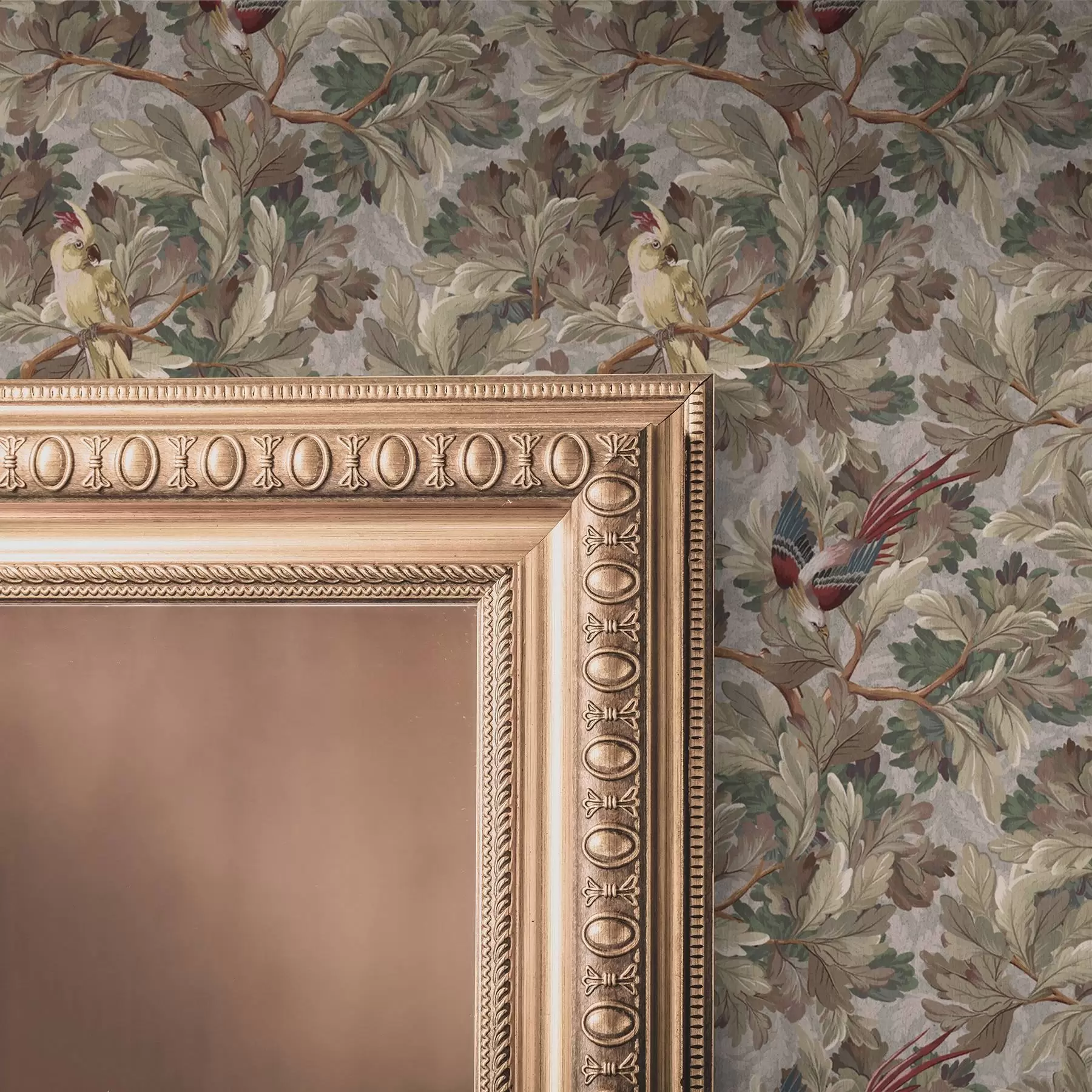 Fototapet Fåglar på grenar i botanisk vintage-stil a00175