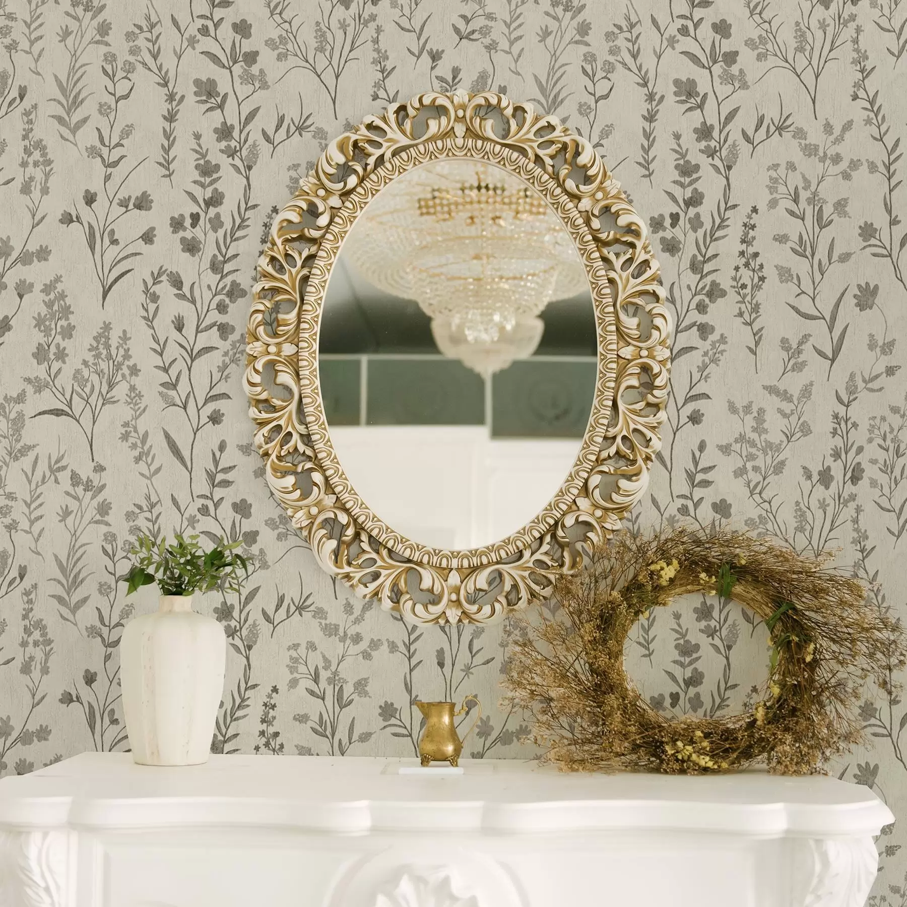 Fototapet Monokromt ängsgräs i vintagestil a00192