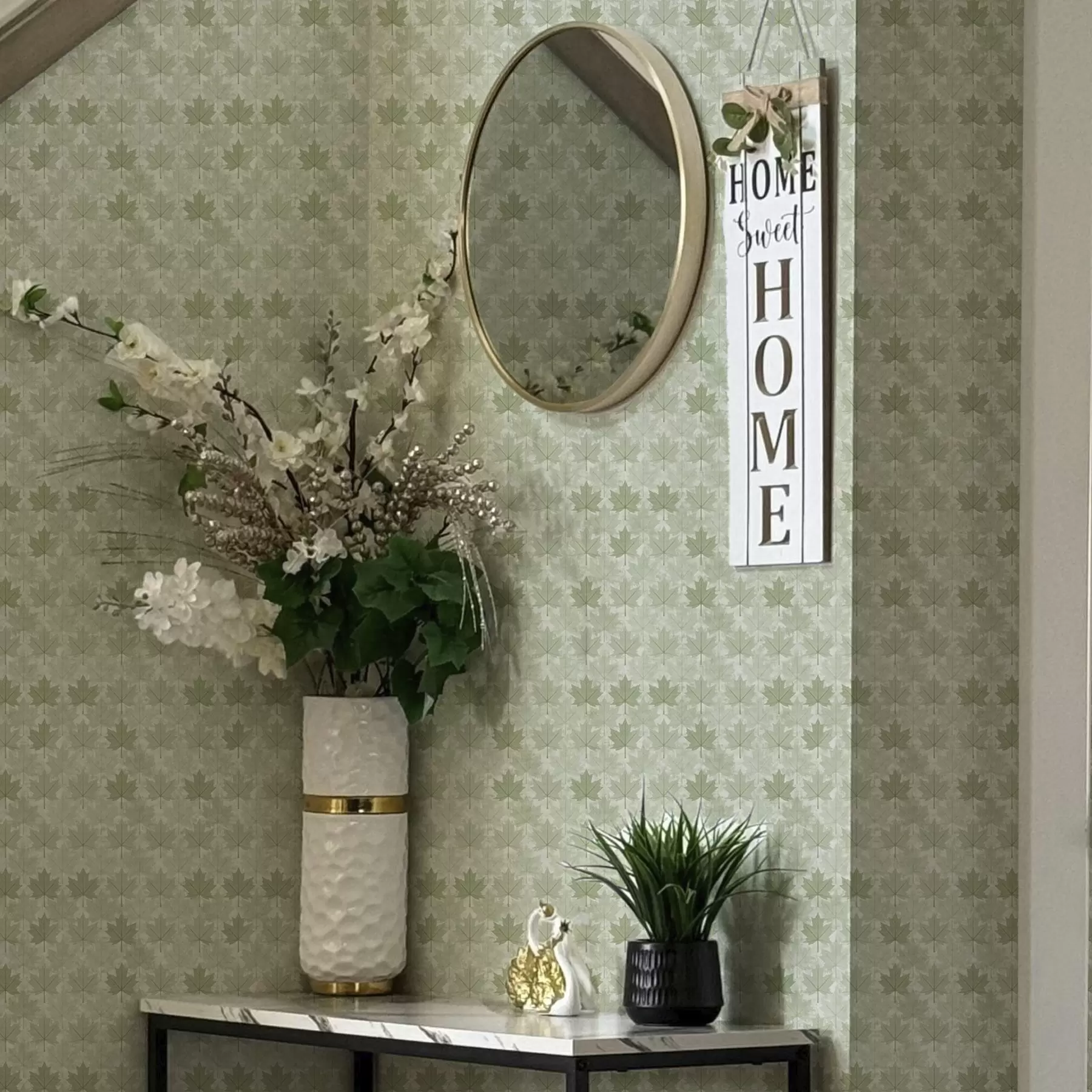 Fototapet Ljust mönster med lönnlöv a00195