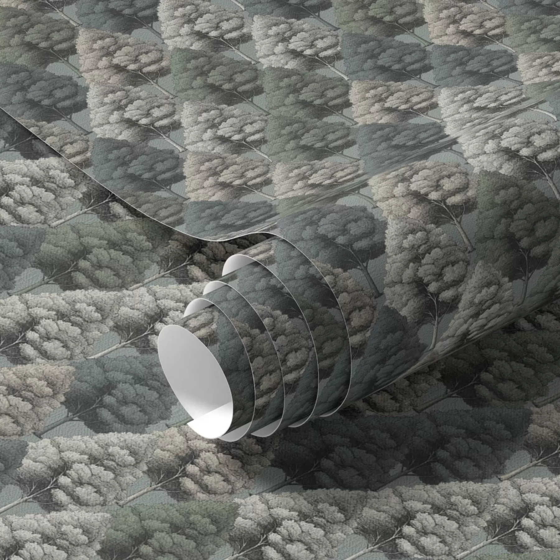 Fototapet Geometriskt skogsmönster med träd i gröna färger a00209