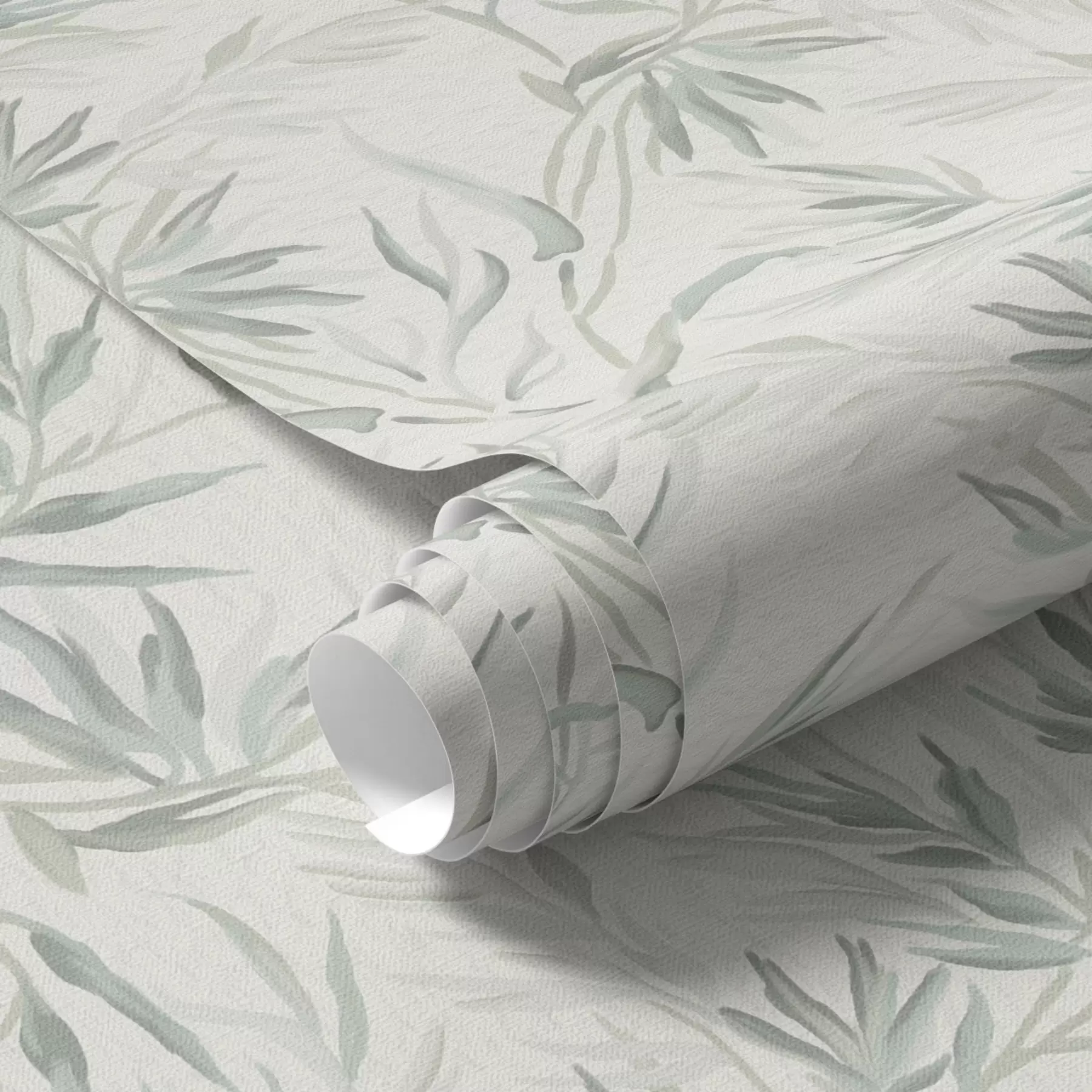 Fototapet Akvarellblad i kalla nyanser, minimalistisk design a00225