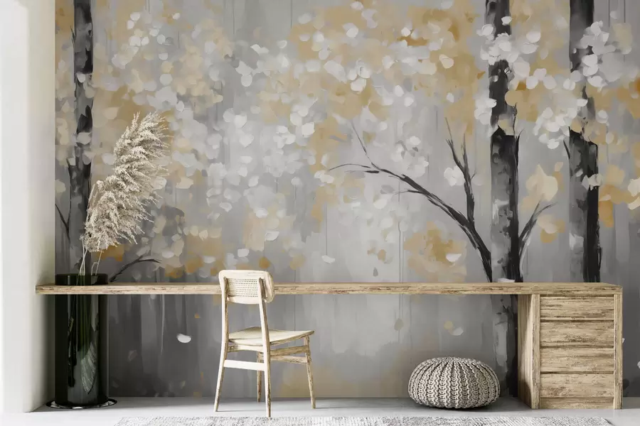 Fototapet Abstrakta träd med imitationsstreck w04017