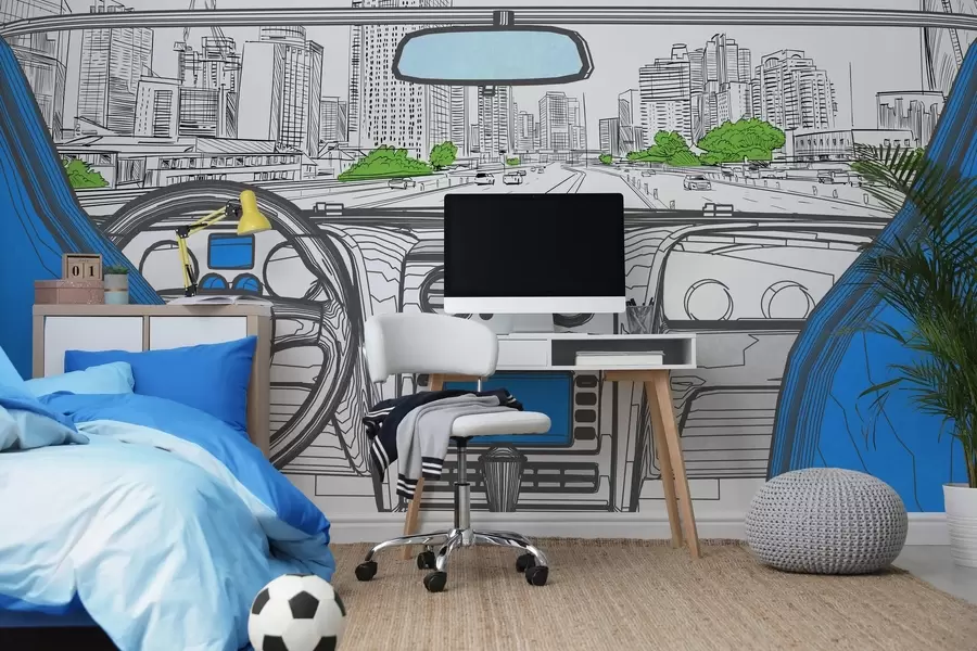 Fototapet Konturvy från en bil w04109v1