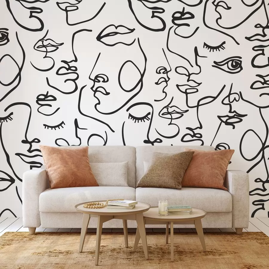 Fototapet Abstrakta ansikten svart färg w04121