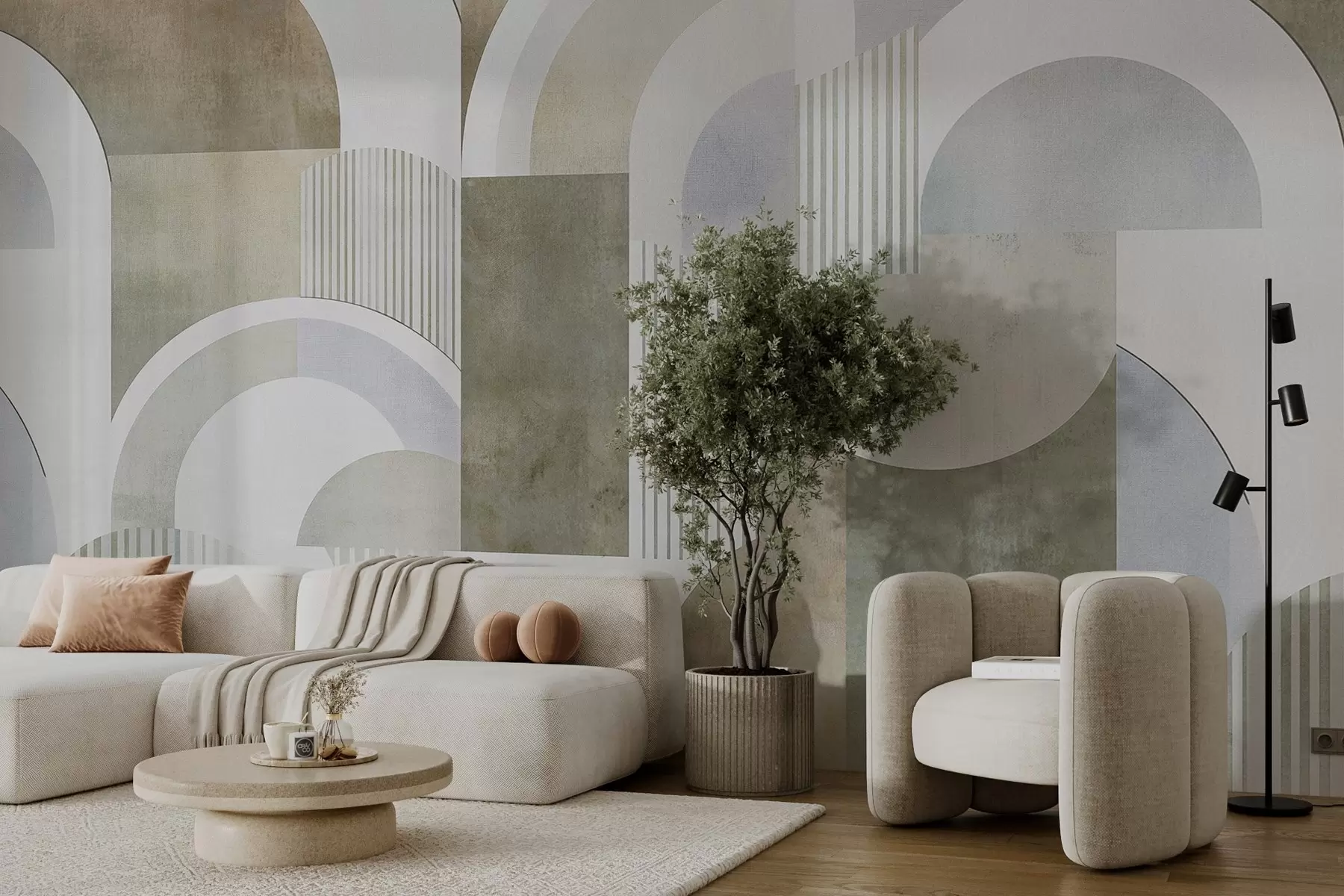 Fototapet Abstrakt geometri i art deco-stil med retroeffekt w04079