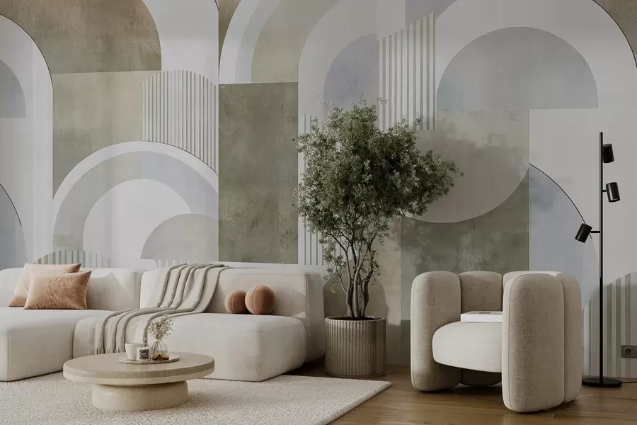 Fototapet Abstrakt geometri i art deco-stil med retroeffekt w04079