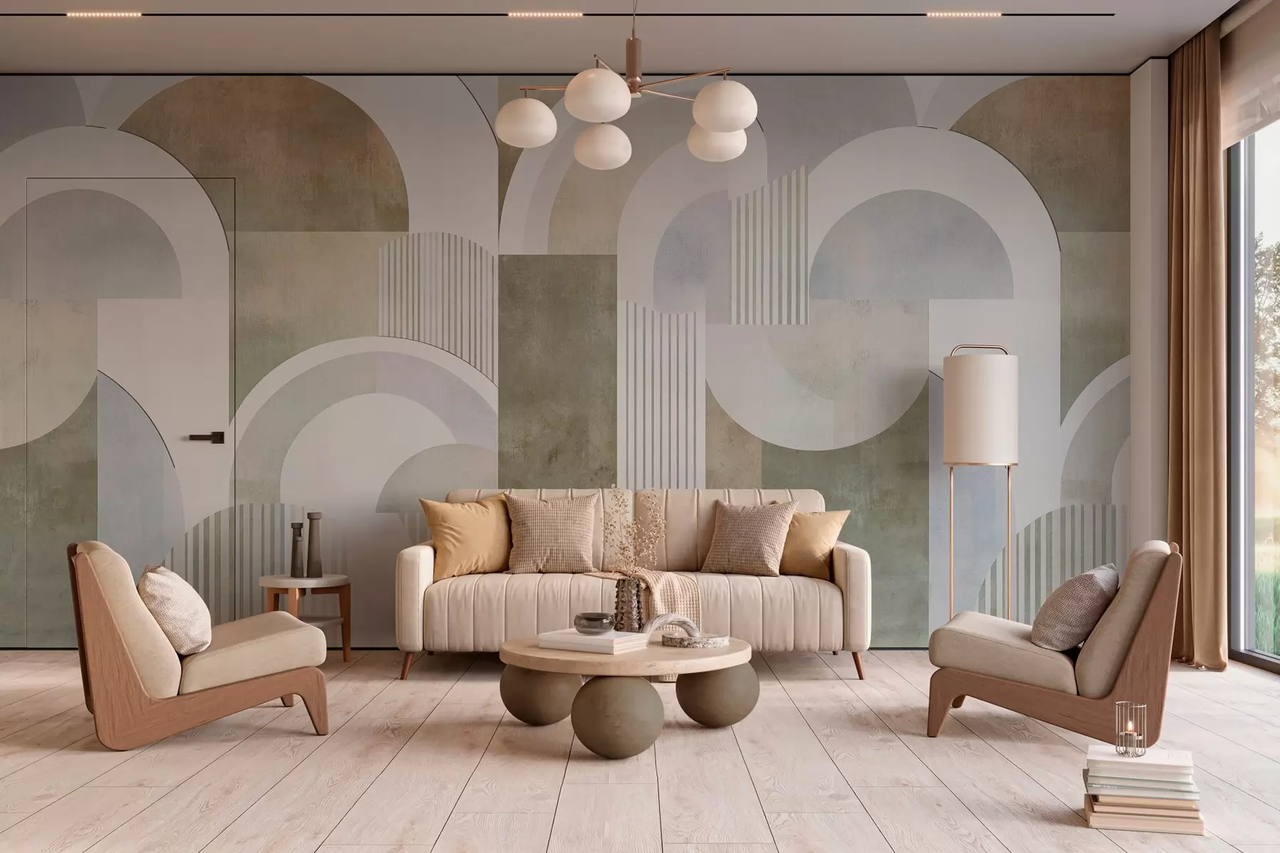 Fototapet Abstrakt geometri i art deco-stil med retroeffekt w04079