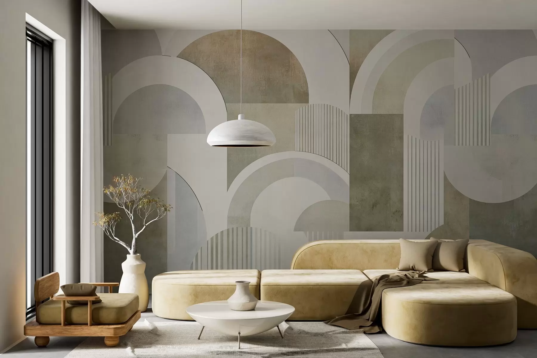 Fototapet Abstrakt geometri i art deco-stil med retroeffekt w04079