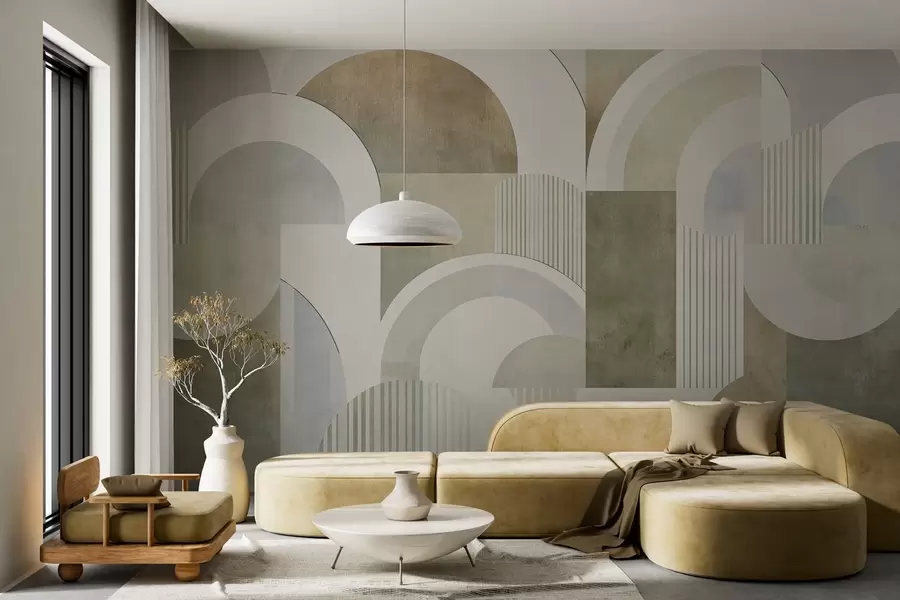 Fototapet Abstrakt geometri i art deco-stil med retroeffekt w04079