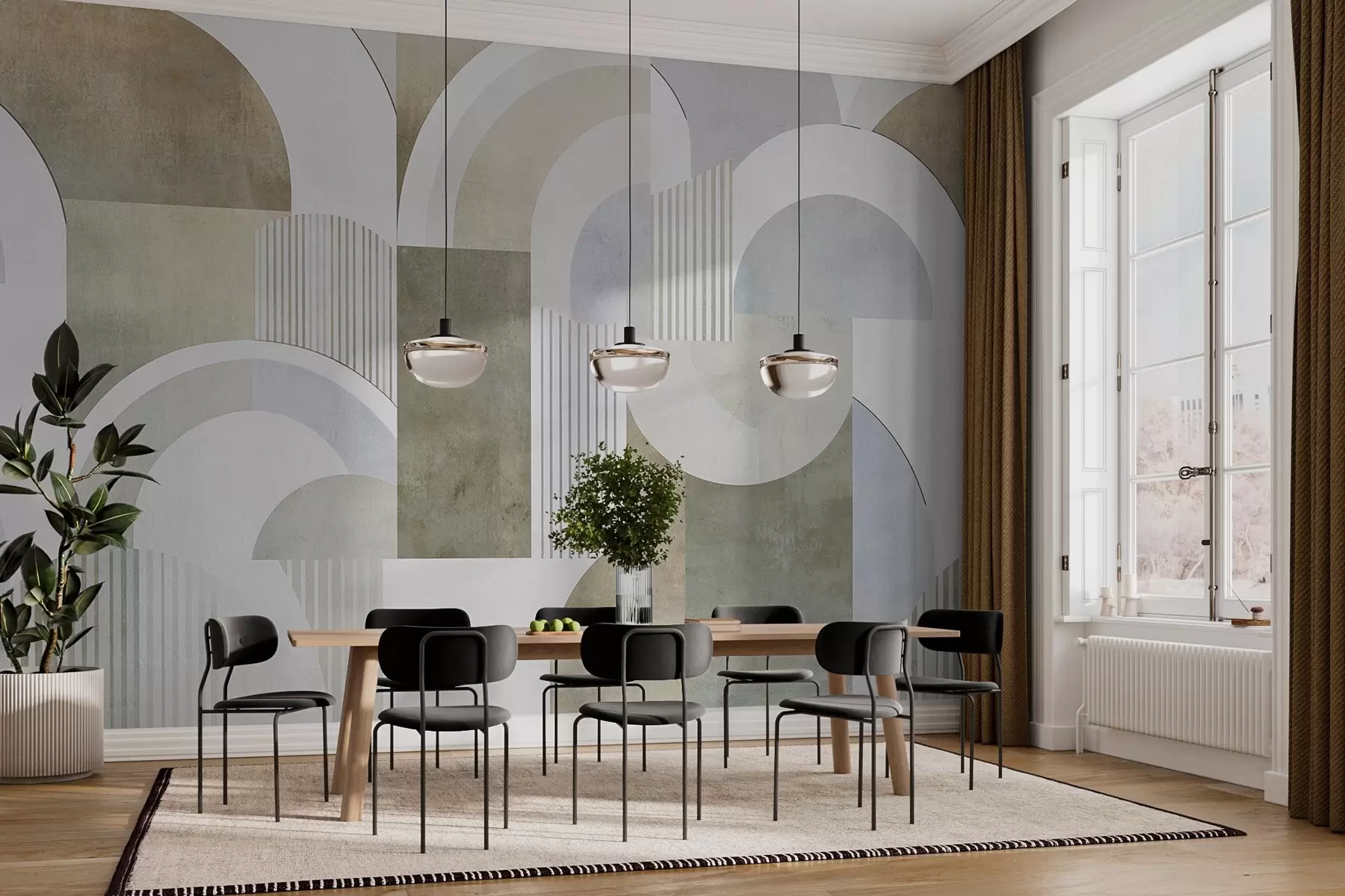 Fototapet Abstrakt geometri i art deco-stil med retroeffekt w04079