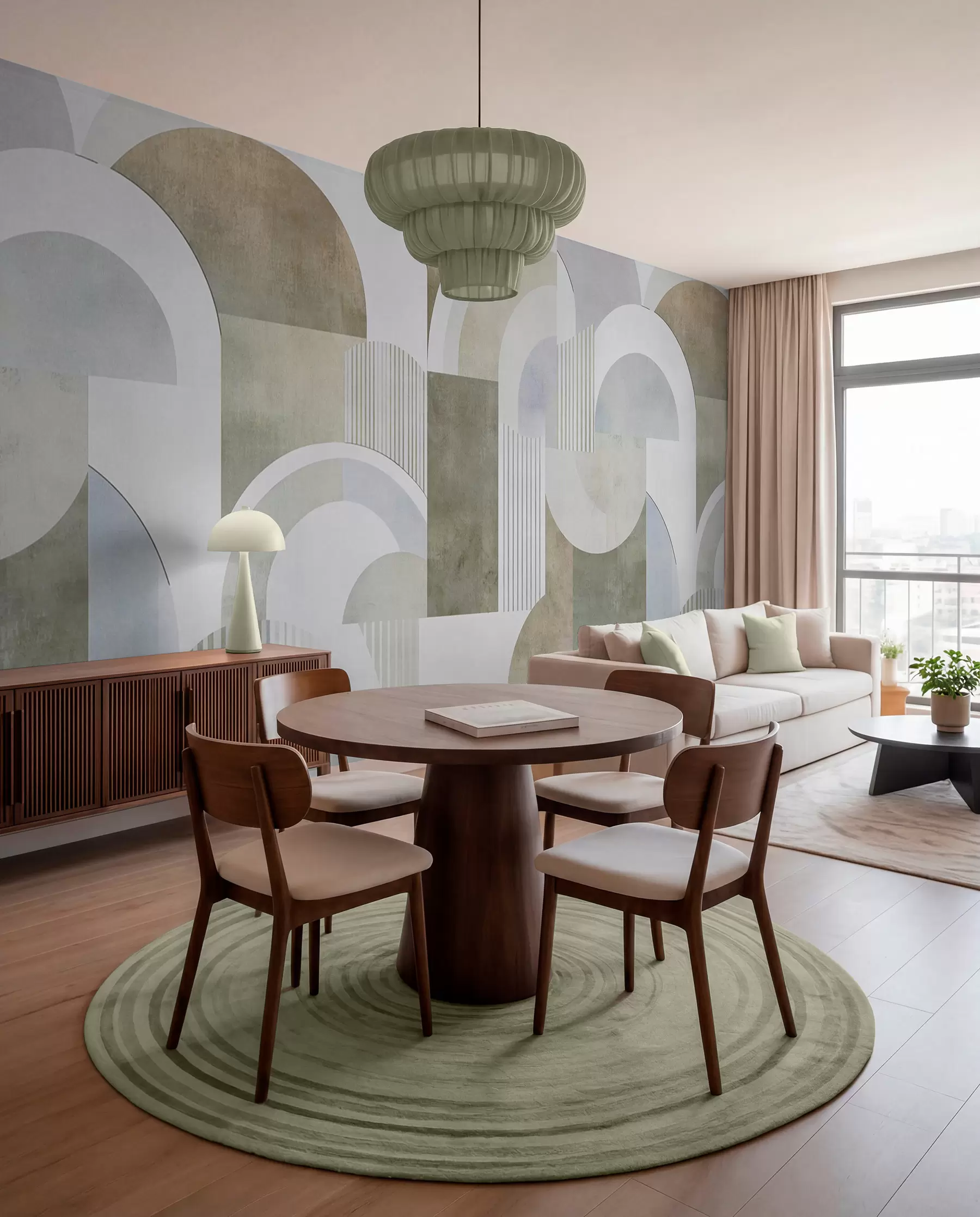 Fototapet Abstrakt geometri i art deco-stil med retroeffekt w04079