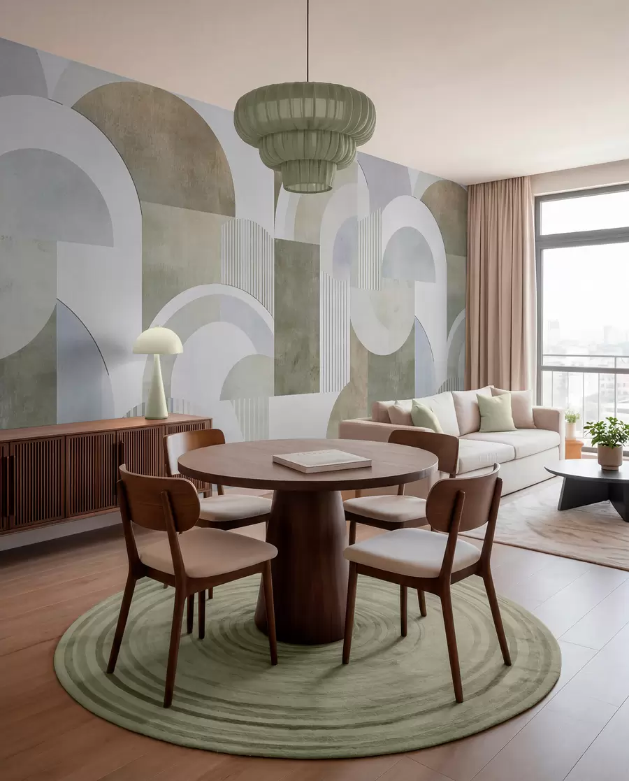 Fototapet Abstrakt geometri i art deco-stil med retroeffekt w04079