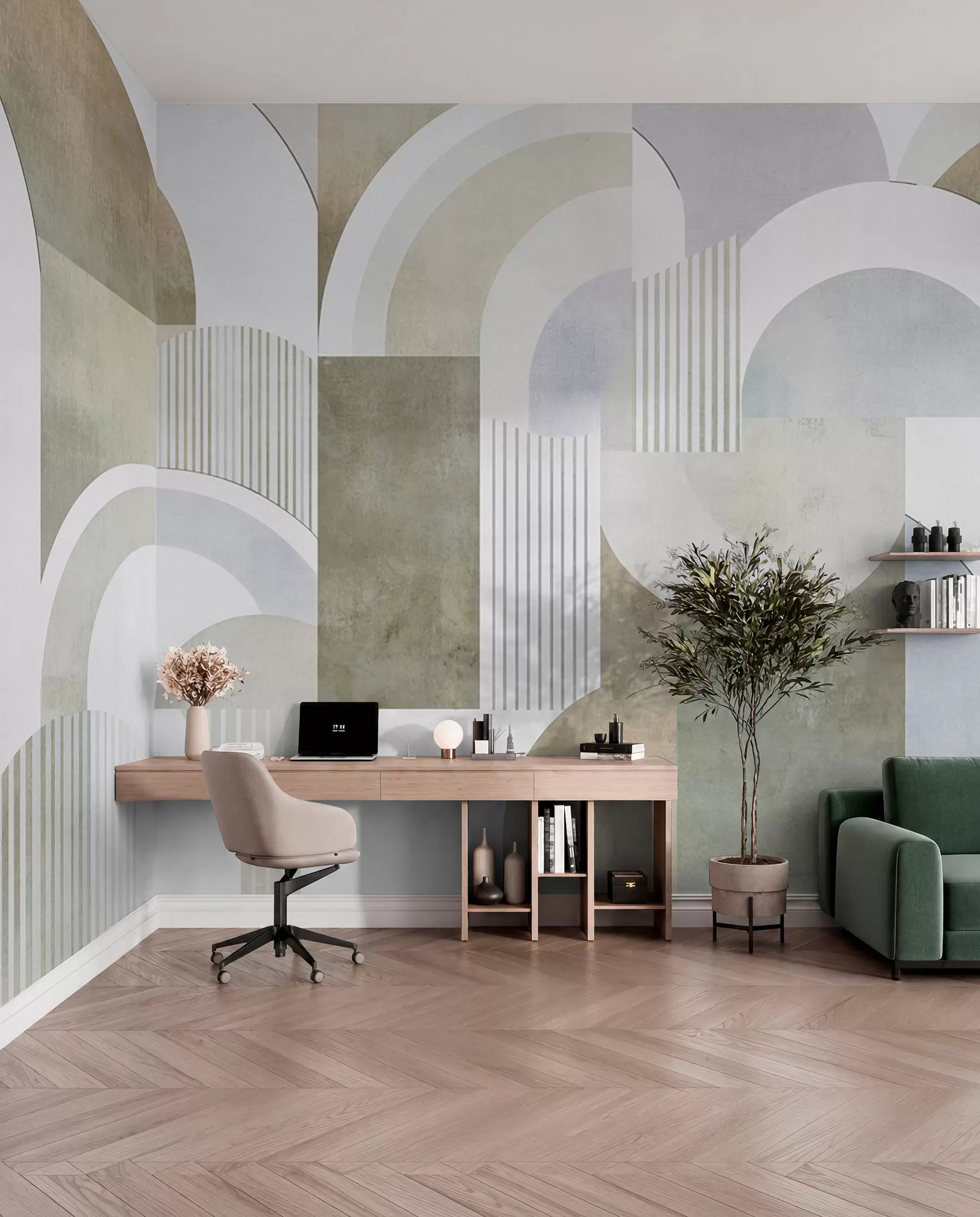 Fototapet Abstrakt geometri i art deco-stil med retroeffekt w04079