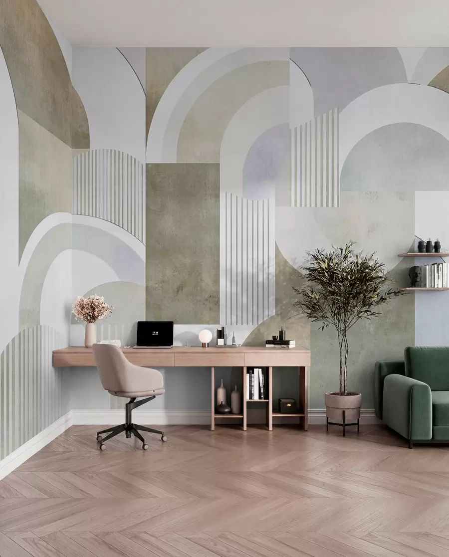 Fototapet Abstrakt geometri i art deco-stil med retroeffekt w04079