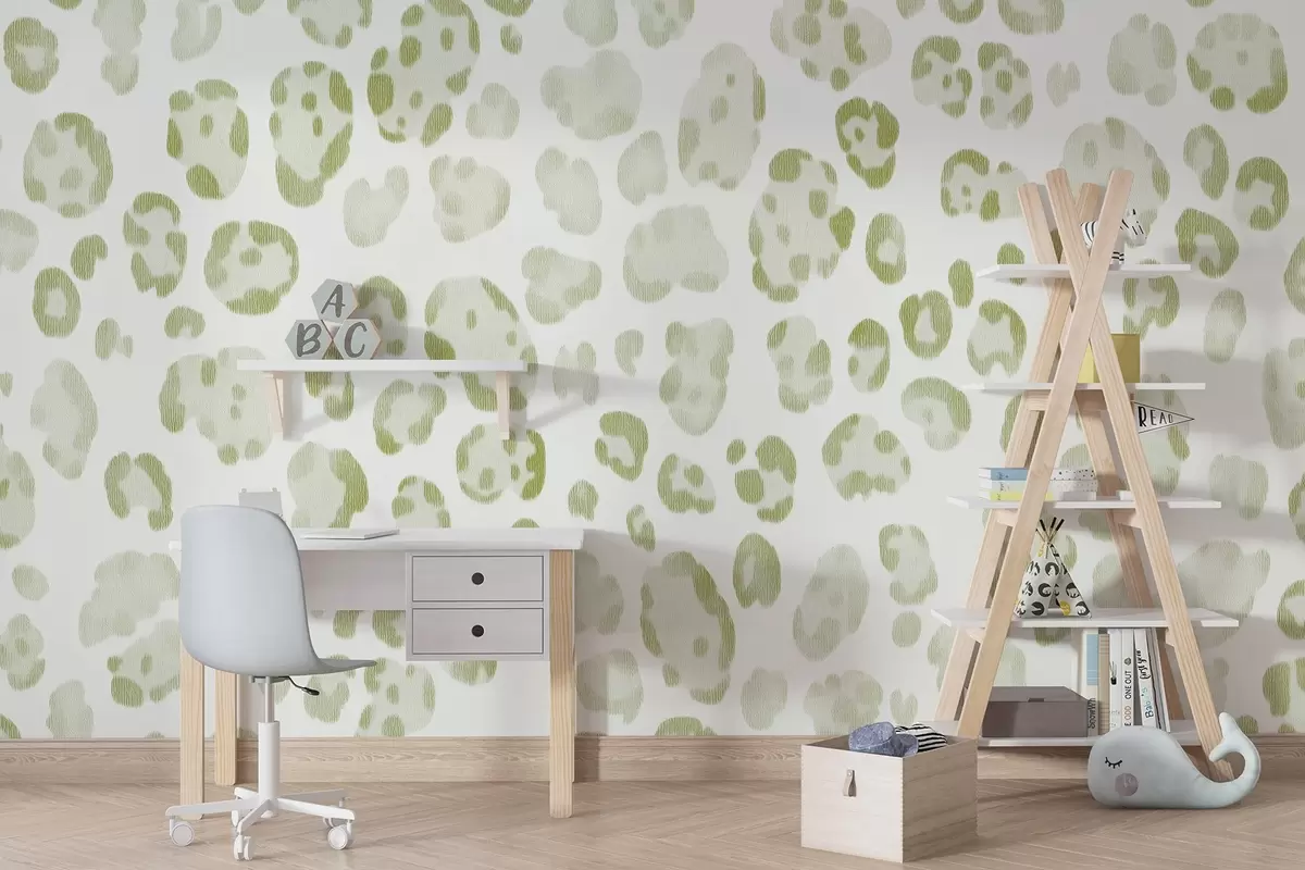 Fototapet Leopardmönster, ullstruktur, grön färg w04112v3