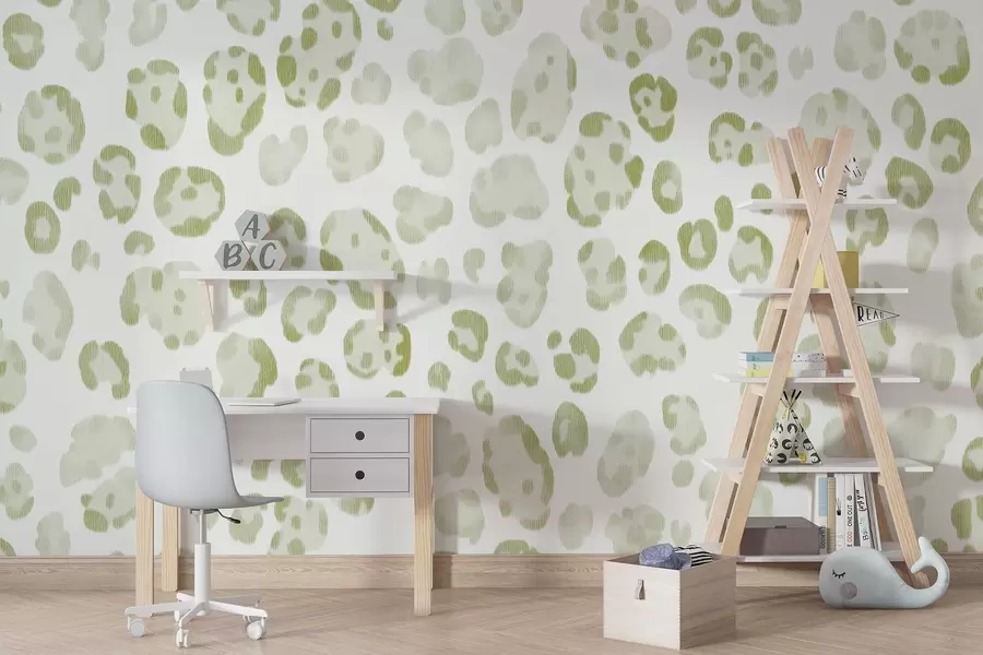 Fototapet Leopardmönster, ullstruktur, grön färg w04112v3