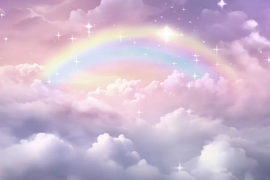 Fototapet Regnbåge bland molnen w04146